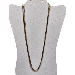 Vintage Multi Strand Gold Silver Copper Tone Necklace Long 1980s
